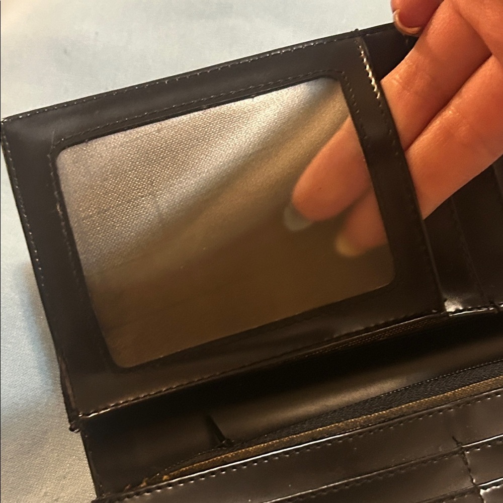 Luxury Designer Inspired Black and Brown Logo Clutch Wallet - Picture 5 of 10